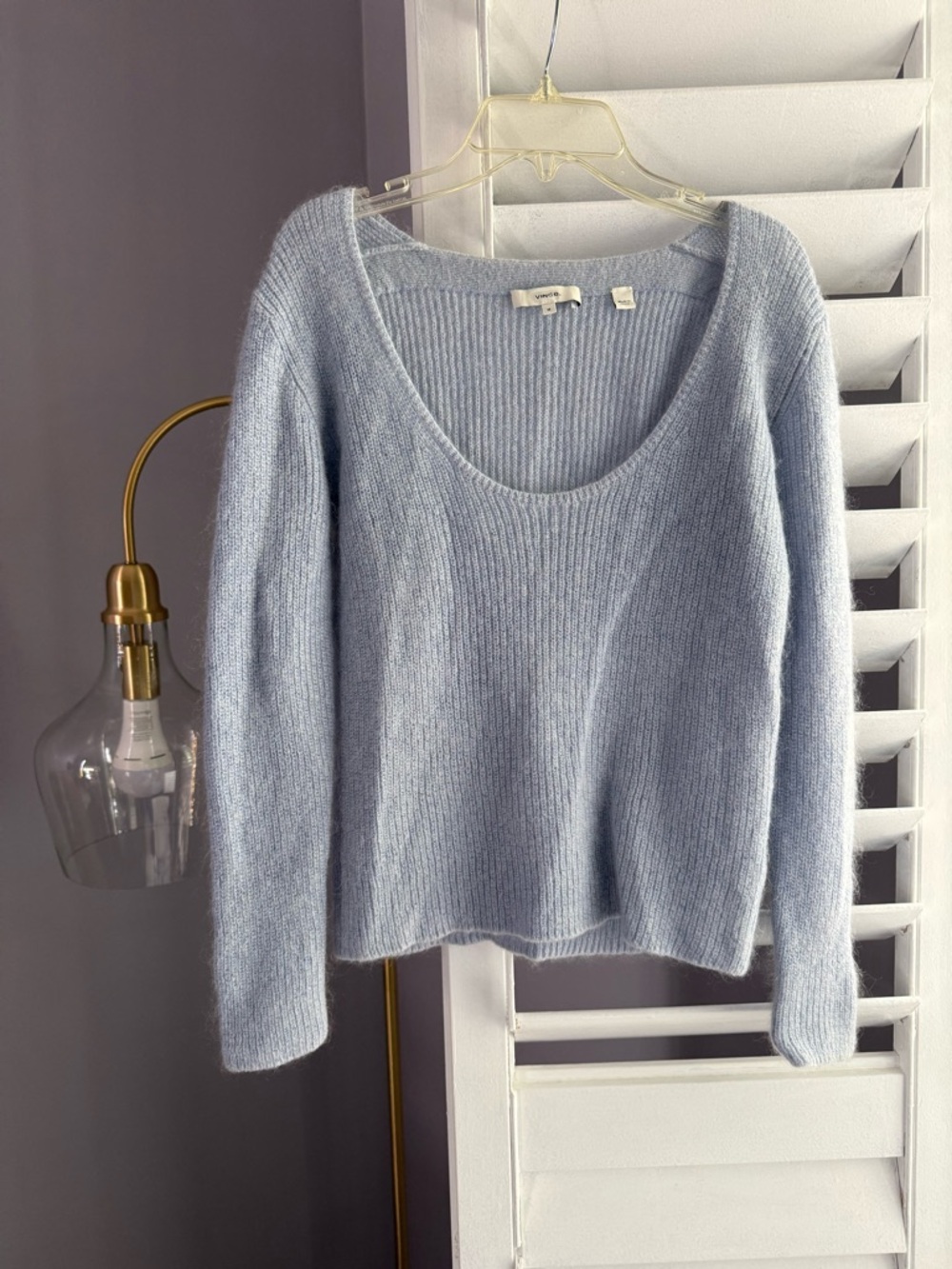 Vince Pale Blue Scoop Mohair/Wool Blend Neck Knit Sweater | Sz M